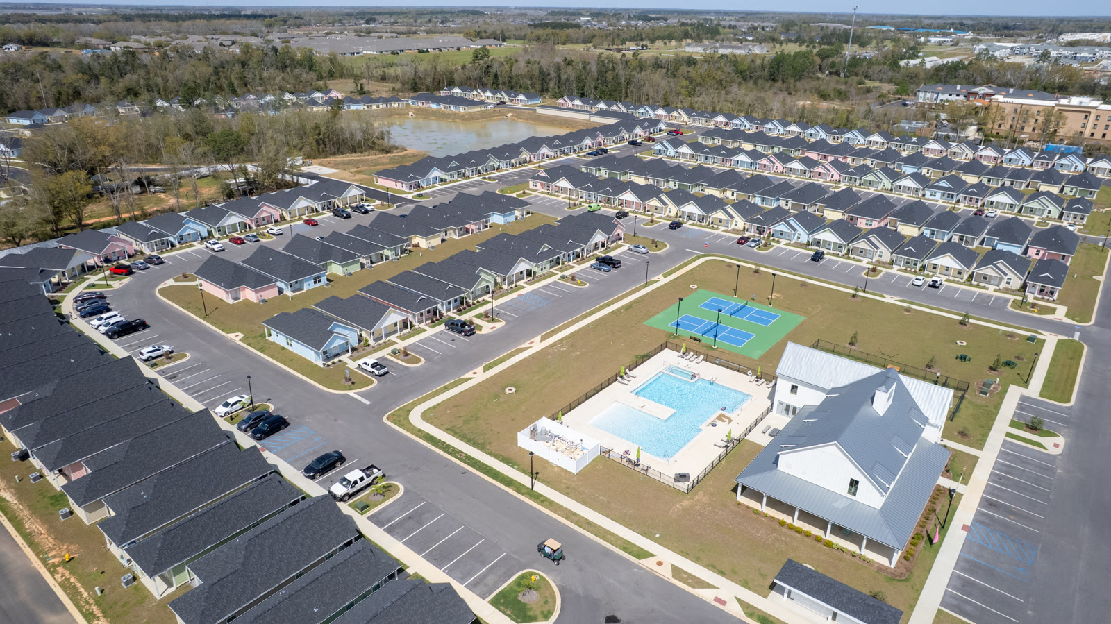 Aerial view of the Cottages at Foley Farms — 321 homes on 50 acres